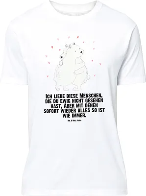 Produktbild von Mr. & Mrs. Panda Shirt Eisbär Umarmen - Weiß - Geschenk, T-Shirt mit Spruch, Oversize, Lustige Sprüche, Tshirt