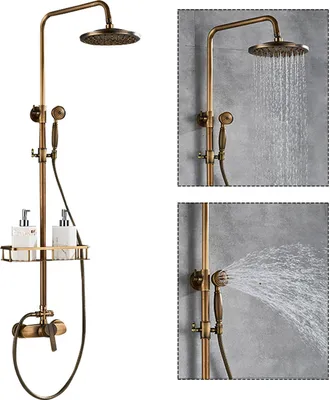 Obrázek produktu pro Sprchová baterie Antique Shower Rain Shower Retro Koupelnová baterie Sprchová souprava Sprchový systém Nástěnná baterie