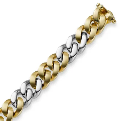 Produktbild von 10mm Armband Armkette Panzerarmband 750 Gold Gelbgold & Weißgold 21cm Uni