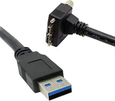 Zdjęcie produktu dla SYSTEM-S Kabel USB 3.0 5 m z wtyczką typu A na wtyczkę 3.0 micro B Śruba kątowa