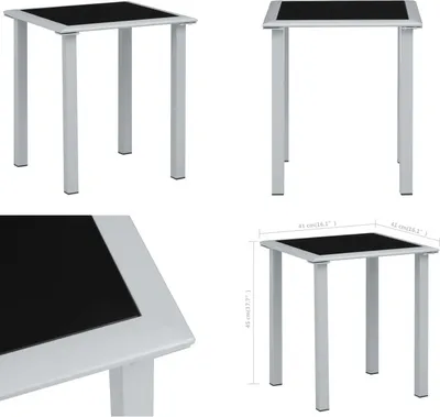 Produktbild von vidaXL Gartentisch Schwarz und Silbern 41x41x45 cm Stahl und Glas - Gartentisch - Gartentische - Tisch - Tische