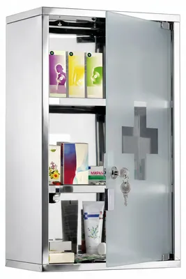 Produktbild von HOMCOM Medizinschrank Arzneischrank mit Schloss Edelstahl 30 x 18 x 50 cm