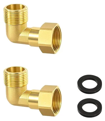 Image de 2 raccords en laiton à 90° pour tuyaux de 3/4 de pouce