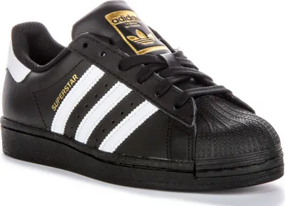 Zdjęcie produktu dla Adidas Superstar sznurowane buty z osłoną palców męskie skórzane trampki w kolorze czarnym białym - 7.5 UK - 41 1/3 EU - 8 US / Black White