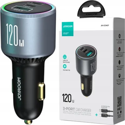 Obrázek produktu pro Joyroom Nabíječka do auta 120W 2Xusb-C Usb+USb-C kabel 100W Tmavě šedá