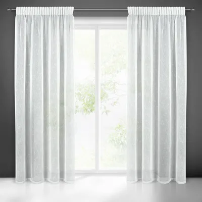 Produktbild von Gardine KELLY weiß silber 140x270 cm Kräuselband Tunnelzug Tunneldurchzug