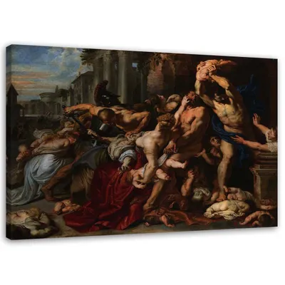Produktbild von Leinwandbild schlachtung der unschuldigen - p. p. rubens reproduktion 120x80 cm Feeby braun wandbild bereit zum aufhängen