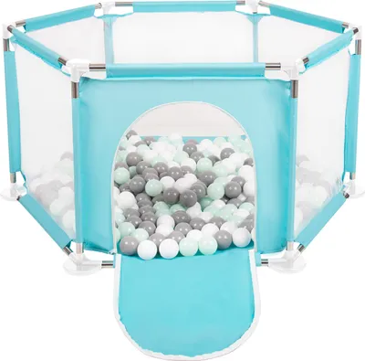 Produktbild von Selonis Sechseckiger Laufstall 100 Bälle ∅6cm Spielplatz Mit Bunten Bällen Laufgitter Für Babys Und Kinder