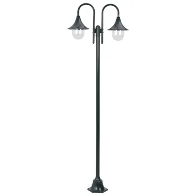 Image de Lampadaire de jardin E27 220cm Aluminium 2 lanternes Vert foncé