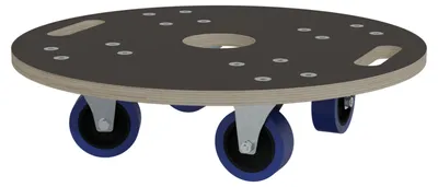 Produktbild von HAGO24 Möbelroller Rollbrett 360° Lenkrollen Transporthilfe rund Ø57cm Multiplex 800kg Gummirollen Griffmulden Siebdruck 2+2 Bremsen