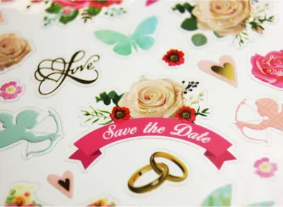 Image de Autocollants - Mariage - Or et paillettes