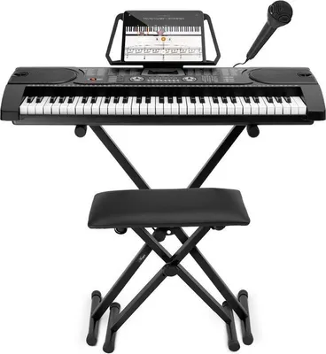 Produktbild von Áengus Keyboard 61 tasten, Set mit Keyboard, Klavierhocker, Ständer und Mikrofon - A289