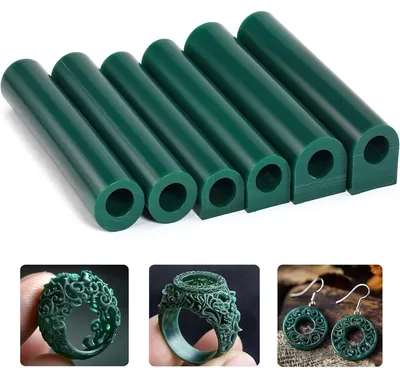 Produktbild von Schmuckwachs Rohre Set 6 Stück, grünes Gusswachs für Ringherstellung, Wachsröhren für Lost-Wax Casting, präzise & formbar für Goldschmiede