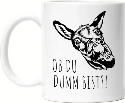 Produktbild von Ob du dumm bist?! Tasse Weiß Büro Geschenk Sarkasmus Mitarbeiter Chef Kollegen Esel