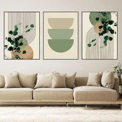 Abstrakte Pflanzenposter, Boho-Wandbilder, 3er-Set, 30x40 cm