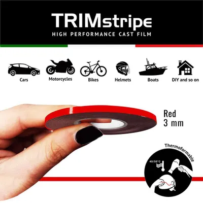 Produktbild von 4R Quattroerre.it 10453 Trim Stripes Klebestreifen für Autos, Rot, 3 mm x 10 mt