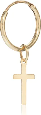 Produktbild von Einzel 10mm Gothic Creolen mit Kreuz 333 Gelb Gold 8 Karat Kreuz Ohrringe