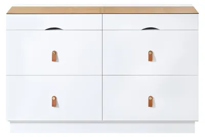 Produktbild von Schrank für das Schlafzimmer, weiß, mit Glastüren und Ledergriffen