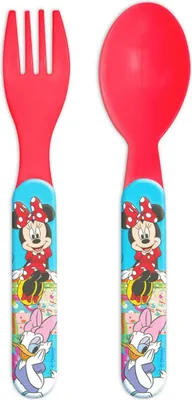 Immagine prodotto di Set posate per bambini Minnie Mouse, 2 pezzi, cucchiaio e forchetta in plastica Disney per bambini
