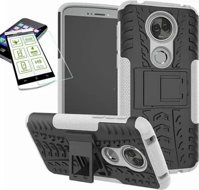 Produktbild von Für Motorola Moto E5 Plus Hybrid Tasche Outdoor 2teilig Weiß Hülle + H9 Glas Neu