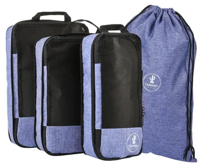 Produktbild von Reiseorganizer-Set mit 4 Kompressionskoffern in Jeansblau