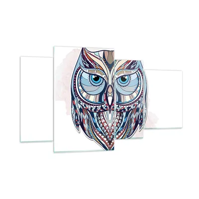 Produktbild von Bilder auf glas - Owl aztekische Tierwelt Grafik - 120x70cm - Glasbilder - Wandbilder - Kunstdruck - zum Aufhängen bereit - Wanddekoration aus Glas - Glas Bilder - Wandbild auf Glas - GDL120x70-3086