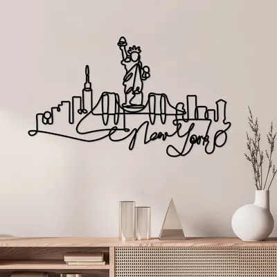 Immagine prodotto di Wallity, Newyork- DYU1148, Nero, Altre decorazioni per la casa, 120 x 67 x 1,5 cm, 100% metallo