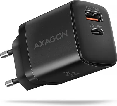 Produktbild von Axagon ACU-PQ20 Wandladegerät QC3.0/AFC/FCP+ PD type-C 20 W - schwarz - USB Typ C, Drinnen, AC, Schwarz
