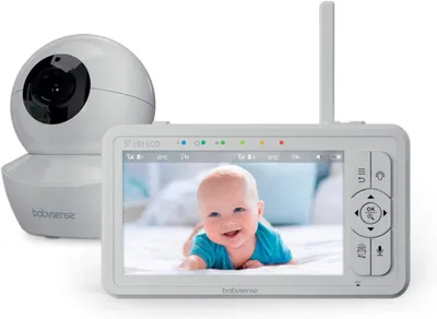 Immagine prodotto di Babysense HDS2 Baby Monitor con Telecamera, Display HD 720P da 5 Pollici, Senza WiFi, Luce Notturna, Ninne Nanne, Portata 300 m, Audio Bidirezionale,