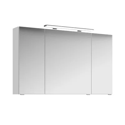 Produktbild von Badezimmer Spiegelschrank 3-türig FES-4010-66 Korpus in weiß glänzend mit LED Aufbauleuchte - B/H/T: 120/71/17cm