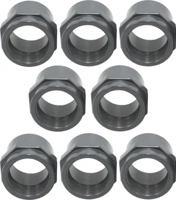 Produktbild von HAF 8x PVC Fittings Gewindemuffe mit 50mm x 1 1/2" | Klebemuffe x Innengewinde | Übergangsmuffe aus grauem PVC-U | PN16 für Rohr, Schwimmbad & Teich