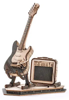 Produktbild von Rolife 3D Holzpuzzle E-Gitarre mit Verstärker Modellbausatz Musikinstrument