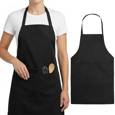 Küchenschürze mit Taschen, wasserdicht, 2er-Pack Schwarz