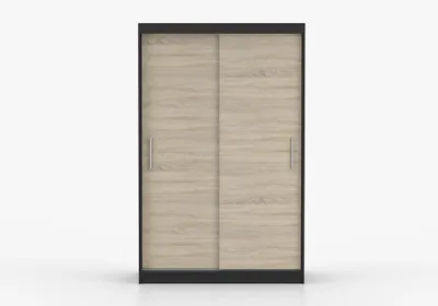 Produktbild von Schwebetürenschrank Kleiderschrank Schrank 120 cm Schwarz/Sonoma Eiche ohne Spiegel, 2-türig, Schlafzimmer IMOI X