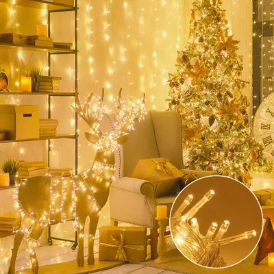 Produktbild von LED Lichterkette 10M 100 LED Warmweiß, 8 Modi Weihnachtsbaumbeleuchtung Deko für Weihnachtsbaum Halloween Party Garten
