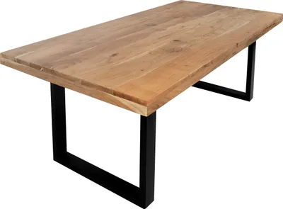 Produktbild von Esstisch Akazie Natur 220 x 100 cm massiv gerade Tischkanten U-Gestell schwarz RIO