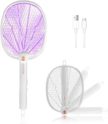 Immagine prodotto di Cattamosche elettrico 3 in 1 con tensione di 3000 V, funzione di ricarica USB e rotazione a 180 gradi