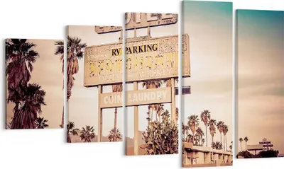 Produktbild von Bild auf Leinwand - Leinwandbild - Amerika Motel Straße Zeichen - 100x60cm - Wand Bild - Wanddeko - Leinwanddruck - Bilder - Kunstdruck - Wanddekoration - Leinwand bilder - Wandkunst - EG100x60-2509