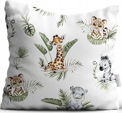 Obrázok produktu pre Poťah na vankúš 40x40 cm, 100% bavlna, vzor Afrika, dekoratívny, vhodný pre detské izby