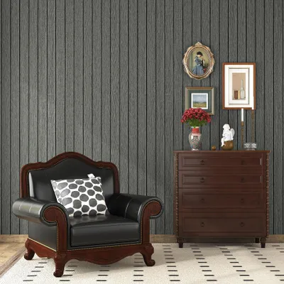 Selbstklebende Wandpaneele Holzoptik, 30 cm x 5 m, dunkelgrau