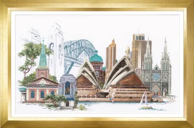 Produktbild von Thea Gouverneur Kreuzstich Stickpackung "Sydney Zählstoff", Zählmuster, 79x50cm