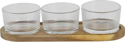 Immagine prodotto di HowHomely | Set di 3 ciotole - Sottopentole in legno - Vetro - Design elegante - Organizzazione per la cucina