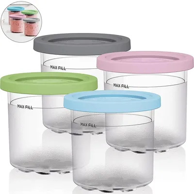 Produktbild von 4er Set Eiscremebecher, kompatibel mit Ninja C300s NC301 Serie, 500 ml Gefrierbehälter mit Deckel,geeignet für Eis, Sorbet, Joghurt und Meal Prep