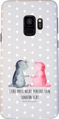 Produktbild von Mr. & Mrs. Panda Samsung Galaxy S9 Handyhülle Axolotl Liebe - Grau Pastell - Geschenk, Smartphone Hülle, Cover, Freund, Valentinstag, Handy Schutzhülle