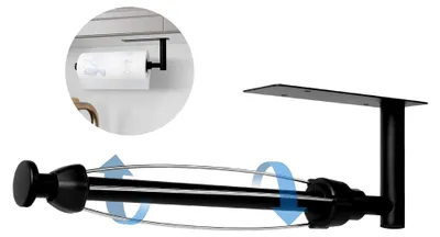 Produktbild von Küchenrollenhalter, Einhandbedienung ohne Bohren mit Dämpfungseffekt, selbstklebend oder gebohrt, für Wand- oder Unterbaumanagement in der Küche