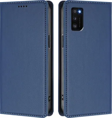 Produktbild von Handyhülle für Samsung Galaxy A41, Kunstleder Klapphülle Stoßfeste Magnetische Hülle mit Ständer Dunkelblau