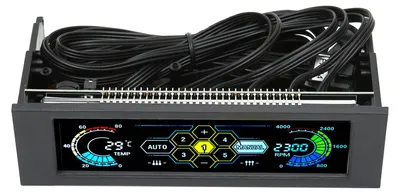 Zdjęcie produktu dla Monitor temperatury komputera z panelem wyświetlacza z soczewką z PVC – zestaw 5 sztuk regulatorów temperatury wentylatorów do komputerów PC