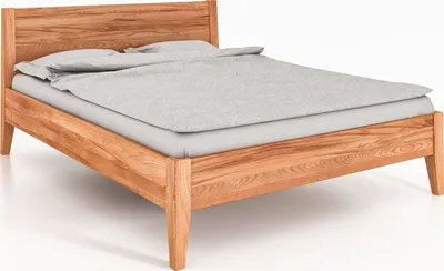 Produktbild von Bett ODYS 80 x 190 aus Massivholz, mit Holzkopfteil, Naturgeölt