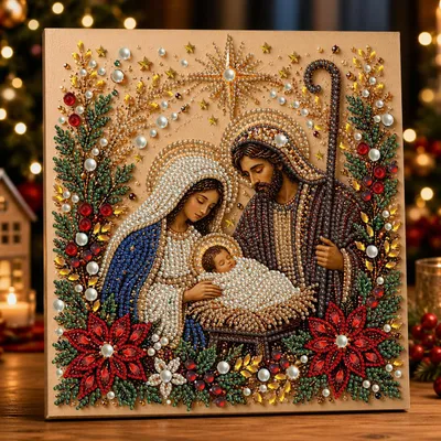 Diamond Painting Set 30x30 cm, Weihnachtsmotive, DIY Bastelset