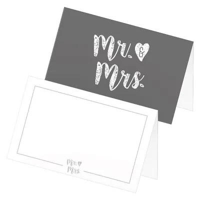 Produktbild von itenga 24x Tischkarten Platzkarten "Mr. & Mrs." Hochzeit zum Aufstellen